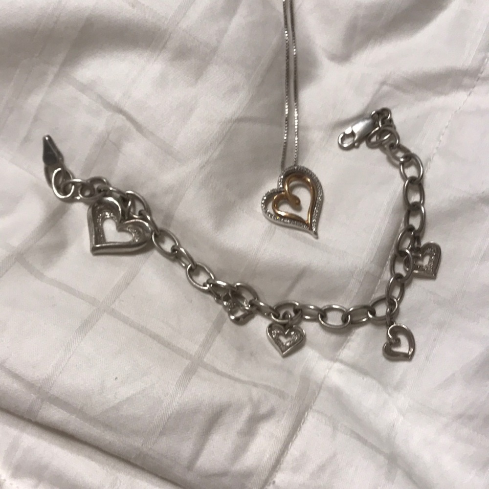 Heart necklace and bracelet